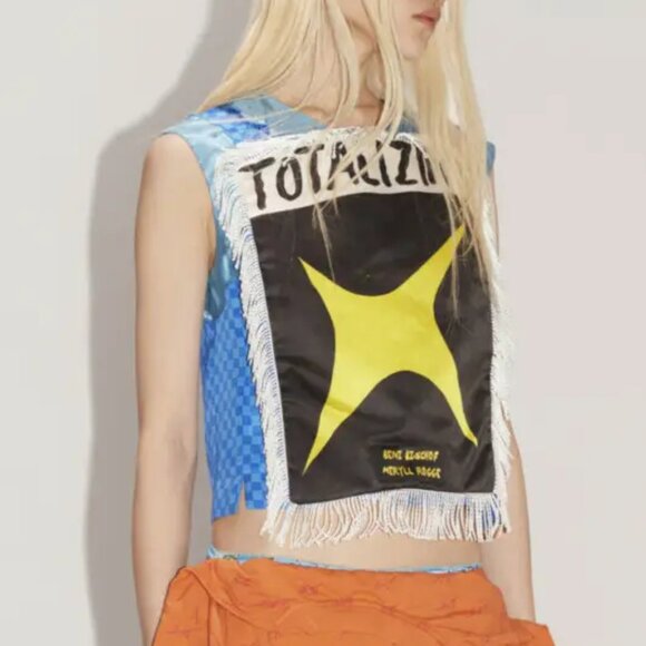 Meryll Rogge x Beni Bischof Totalizing Graphic Tee Blue Size FR 40 US 6 NEW flaw - Picture 1 of 13